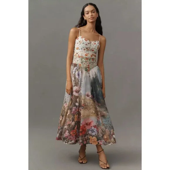 Anthropologie The Muse Basque-Waist Midi Dress XL NWT - Picture 3 of 5
